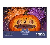 Hedgehogs Doing Trampoline Gymnastics Wooden Jigsaw Puzzle Waterproof 1000 Piece Puzzles for Adults Impossible Educational Games