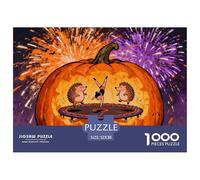 Hedgehogs Doing Trampoline Gymnastics Wooden Jigsaw Puzzle Waterproof 1000 Piece Puzzles for Adults Colourful Challenging Games