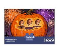 Hedgehogs Doing Trampoline Gymnastics Wooden Jigsaw Puzzle Waterproof 1000 Piece Puzzles for Adults Gifts Challenging And Brainteasing Educational Games