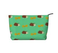 Hedgehogs & Leaves, Cosmetic Bag Corduroy Makeup Bag Portable Travel Toiletry Bag