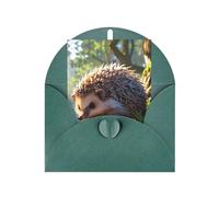 Hedgehog's Walk patterned Dark Green party invitation, vertical greeting card, suitable for anniversary
