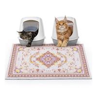 Hedgeink Cat Litter Mat Litter Trapping Mat, Non-Slip Waterproof Cat Litter Tray Mat Washable Soft on Paws Urine Proof Floor Protector for Indoor Kitten,85 x 57 cm