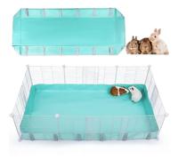 Hedgeink Guinea Pig Cage Liner with Velcro Waterproof Rabbit Bedding with Tarp Bottom Cage Liner for Hamster Suitable for C&C Grids Cage, Not Include Cage for Guinea Pig, Hamster, Bunny, Aqua Green