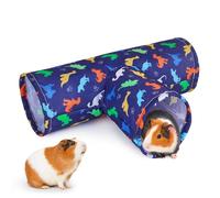 Hedgeink Guinea Pig Tunnel 3 Way Rabbit Tunnel Machine Washable Rabbit Hideaway Guinea Pig Accessories Ferret Toys for Chinchilla Hamster Bunny Small Animals, Blue Dinosaurs