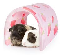 Hedgeink Guinea Pig Tunnel Rabbit Tunnels and Hides Rabbit Hideaway, Washable Guinea Pig House Toys Accessories Hamster House for Chinchilla Ferret Bunny Small Animals, Strawberry