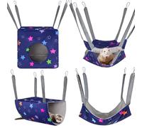 Hedgeink Hamster Hammock House 4Pack Rat Cage Accessories Washable Guinea Pig Bed Hideout Soft Ferret Hanging Nest Swing Small Animals Bedding Hut for Chinchilla Sugar Glider Squirrel