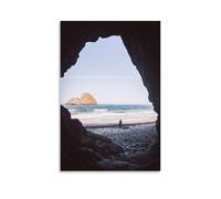 Hedlektio Cave at The Beach PNW Poster Landscapes Canvas Art Painting Office Home Wall Decor Gifts 12x18inch(30x45cm)
