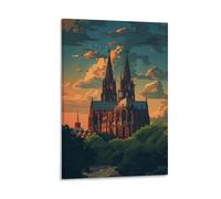 Hedlektio Cologne Cathedral Poster Landscapes Canvas Art Painting Office Home Wall Decor Gifts 20x30inch(50x75cm)