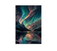Hedlektio Colourful Aurora Borealis Poster Landscapes Canvas Art Painting Office Home Wall Decor Gifts 16x24inch(40x60cm)