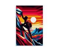 Hedlektio Rock Climbing Sunset Wpap Poster Landscapes Canvas Art Painting Office Home Wall Decor Gifts 20x30inch(50x75cm)