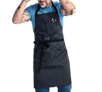 hedley & bennett Essential Apron - Adjustable Bib Chef Apron with 3 Pockets & Towel Loop - 8oz Cotton Canvas - Char Grey