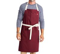 Hedley & Bennett Professional Chef Apron - Kitchen Apron With Pockets - For Men & Women - 12oz 100% Cotton Canvas Fabric - House Red