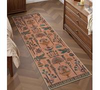 Hedlive Vintage Egyptian Washable Kitchen Runner, Soft 2x6 Runner Rug Ultra Thin Rug Runners for Hallways Non Slip, Boho Low Pile Non Shedding Carpet Runners for Hallway 6ft Bathroom,2'x6'