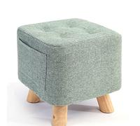 HEDMAI Foot Stool Ottomans Linen Shoe Change Stool Small Footstool Rest Stool Square Foot Stools Footstools for Living Room Ottomans for The Bedroom,Mint Green- 28x28x31cm
