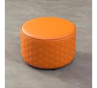 HEDMAI Ottomans Foot Stool Round Footstool Leather Foot Stools Shoe Change Stool Pouffee Foot Stool for Living Room Kitchen Bedroom Balcony Stool Rest Stool, Orange- 32x30cm