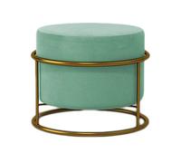 HEDMAI Round Foot Stool Leg Rest Soft Tufted Ottoman, Modern Linen Pouffe Chair Change Shoes Stool Upholstered Footstool for Home Living Room Bedroom Office,Flannel Mint Green