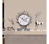 HEDMAI Table Clocks For Living Room Home Decorative Clock Large Mantel Clocks Modern Battery Operated Silent Desk Shelf Clock,Silver