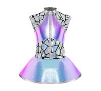 Hedmy Girls Shiny Metallic Alien Dress Cap Sleeve Outer Space Astronauts Costume Holiday Outfit Blue 15-16 Years