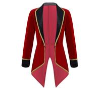 Hedmy Kids Boys Long Sleeve Circus Ringmaster Tuxedo Tailcoat Halloween Party Prince Jacket Coat Outerwear Burgundy 9-10 Years
