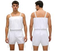 Hedmy Men Diaper Coveralls Special Needs Clothing Bib Jumpsuit Waterproof Bodysuit Scoop Neck Plastic Romper