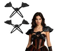 Hedmy Men Knights Leather Body Chest Harness Medieval Viking Warrior Shoulder Armor for Cosplay Brass Trim Black One Size