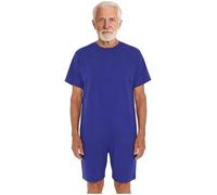 Hedmy Unisex Anti-strip Jumpsuit Back Zipper Easy Dressing Adaptive Wear For Adults Special Needs Royal Blue M