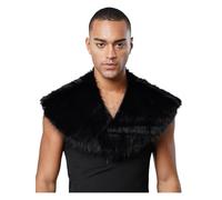 Hedmy Viking Knight Costume Shawl For Men Medieval Faux Fur Shoulder Cape Collar For Halloween Black One Size