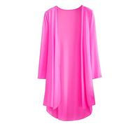 Hedmy Women Chiffon 3/4 Sleeve Open Front Long Cardigan High-Low Curved Hem Bolero Shrug Holiday Beach Dress Cover Up Rose Red XL