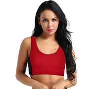 Hedmy Women Super Flat Chest Binder Tank Top Short Corset Breathable Compression Sport Bra for Tomboy Lesbian Red S