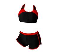 Hedmy Women's Running Outfits 2 Piece Shorts and Sport Bra Tank Workout Sets Athletic Tracksuits Gym Fitness Clothes Black&Red S