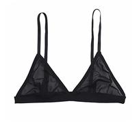 Hedmy Womens Sexy Lingerie Wire-Free Unlined Bra Top Soft Sheer Mesh Triangle Bralette Black XXL
