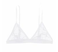 Hedmy Womens Sexy Lingerie Wire-Free Unlined Bra Top Soft Sheer Mesh Triangle Bralette White XXL