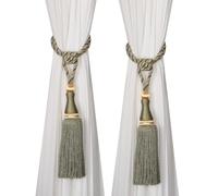 HedongHexi 2 Pack Curtain Tiebacks Home Decorative Holdbacks Braided Tassel Rope Tie-Backs（Green，2 Pack）