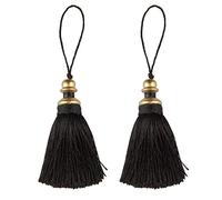 HedongHexi 2 Pack Quaste Schlüssel Quaste mit Schlaufen Handgemachte Quaste Handwerk DIY Zubehör für Home Dekoration Schwarz