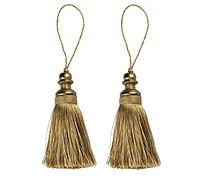 HedongHexi 2 Pack Tassel Key Tassel with Loops, Handmade Tassel Craft, DIY Accessories for Home Decoration Gold