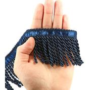 HedongHexi Bullion Fringe Trim and Embellishments 5/10 Yard X 2.5 Inches Fabric Trims Sewing DIY Decoration for Clothes Gold Hebrew Fringes with Blue Ribbon