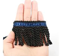 HedongHexi Bullion Fringe Trim and Embellishments 5/10 Yard X 2.5 Inches Fabric Trims Sewing DIY Decoration for Clothes Gold Hebrew Fringes with Blue Ribbon