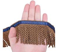 HedongHexi Bullion Fringe Trim and Embellishments 5 Yard X 2.5 Inches Fabric Trims Sewing DIY Decoration for Clothes Gold Hebrew Fringes with Blue Ribbon