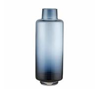 Hedria Flower Vase - Mouth Blown Clear Glass - Home Decor Accessories for Modern Home Decor - Handmade Glass Decorations - Colored Glass Vases - Cylindrical Vase with Base - Sargasso Sea Color, 30 cm