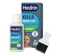 Hedrin Head Lice Shampoo and Comb Kit, Kills Head Lice and Eggs in 5 Minutes, 8 Treatments, Clinically Tested, Suitable for Adults and Children, 200ml, (Formerly All-in-One - Packaging May Vary)
