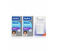 Hedrin Kills Head Lice Spray Bundle Set, Clinically Tested, 5 Mins Wash Out, 2 Pack with Medisure Fine Toothed Combs