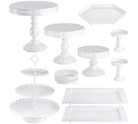 Hedume 10-Set Cake Stands, Metal Cupcake Stand Set with Multiple Combination Styles, Dessert Plate Cake Serving Tray Candy Fruit Display Tower for Wedding, Birthday Party, Anniversary, Baby Shower