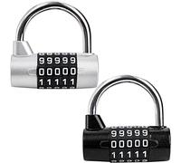 Hedume 2 Pack 5-Digit Horizontal Combination Padlock, 5 Digit Combination Lock, Password Lock for School Gym Locker, Sports Locker, Fence, Toolbox, Gate, Case, Hasp Storage