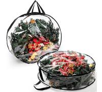 Hedume 2 Pack Wreath Storage Bag,76 X 20cm Clear Everyday Bag, Christmas Wreath Storage Container with Dual Zippered and Reinforced Handle for Holiday Seasonal Wreath Garland
