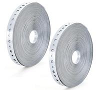 Hedume 2 Roll 24 Gauge Galvanized Metal Pipe Strap, 3/4 Inch x 100 Feet Metal Strapping with Holes, Bendable Plumbers Pipe Hanger Straps for Pipe Supports Hanging