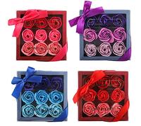 Hedume 4 Boxes Floral Scented Bath Soap Rose Flower Petals, 36 Pcs Total Plant Essential Oil Rose Soap Petals in Gift Box for Anniversary, Birthday, Wedding, Valentine’s Day, Mother’s Day