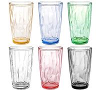Hedume 6 Pack 17oz/500ml Unbreakable Premium Drinking Glasses, Set of 6 Stackable Tritan Tumbler Cups, Plastic Water Cups, BPA Free