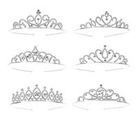 Hedume 6 Pack Princess Crystal Tiara Crown Headbands, Silver Metal Sparkly Glitter Rhinestone Hair Accessories, Girls Women Princess Crown Headbands for Birthday Party, Wedding, Prom, Pageant