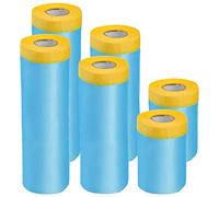 Hedume 6 Pack Tape and Drape, Assorted Masking Paper for Automotive Painting Covering (66-Feet, 3 Sizes), Pre-Taped Masking Film for Automotive Painting Covering, Automotive Best Masking Tape Painting