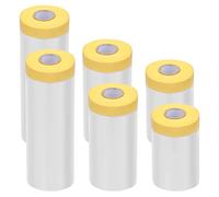 Hedume 6 Pack Tape and Drape, Pre-Taped Masking Film for Automotive Painting Covering, Assorted Masking Paper, Automotive Best Masking Tape Painting (20M/Pack, 3 Sizes)